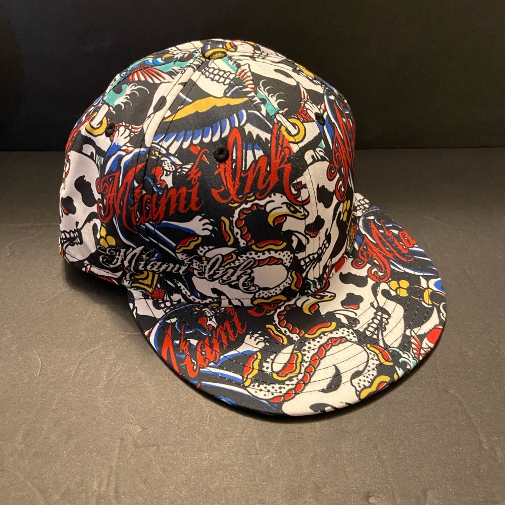 Miami Ink Hat Fitted Trucker Hat Colorful Skull Art Tattoo XL